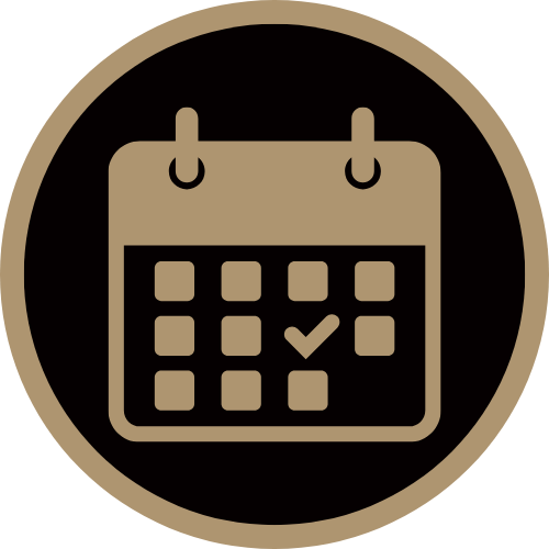 Ícono de calendario con una marca de verificación, simbolizando la programación y el cumplimiento de plazos en proyectos de reforma.